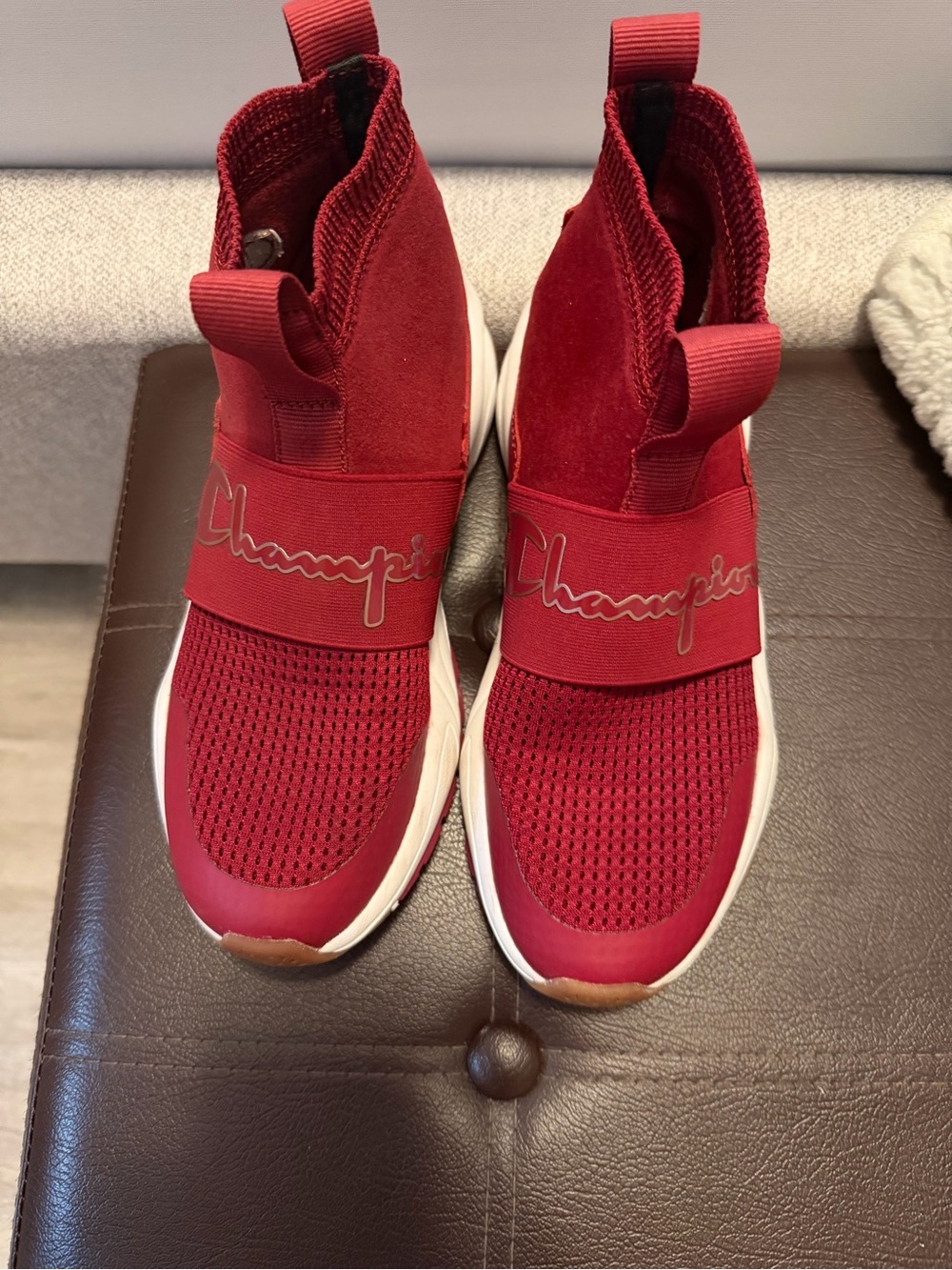 Champion Women's Red Knit Slip-On Sneakers